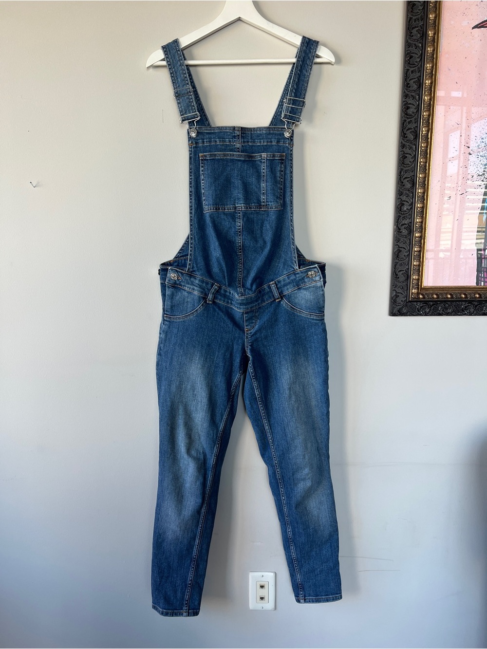 Mango Medium Blue Denim Women's Overalls with Adjustable Straps
